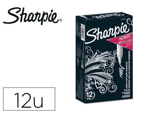 Rotulador sharpie permanente fino metallic plata