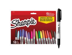 Rotulador sharpie permanente fino pack vuelta al cole pez blister de 18 unidades colores surtidos
