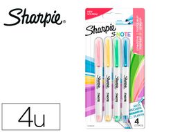 Rotulador sharpie permanente s-note punta biselada trazo 1,2 /3,87 mm blister 4 unidades colores surtidos