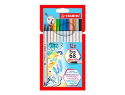 Rotulador stabilo acuarelable pen 68 brush punta pincel estuche de 12 unidades colores surtidos