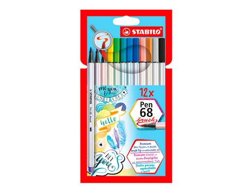 Rotulador stabilo acuarelable pen 68 brush punta pincel estuche de 12 unidades colores surtidos