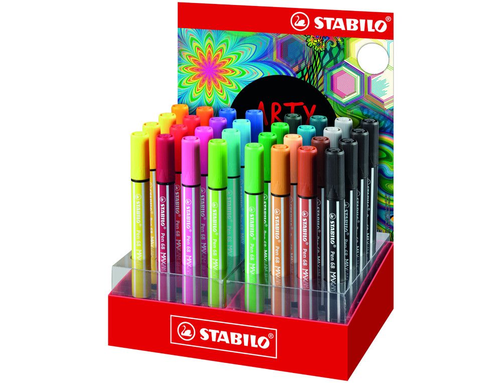 Rotulador stabilo acuarelable pen 68 max arty line expositor de 32 unidades colores surtidos