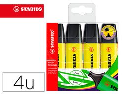 Rotulador stabilo boss fluorescente 70 amarillo estuche de 4 unidades
