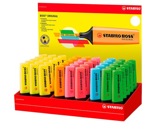 Rotulador stabilo boss fluorescente 70 expositor de 45 unidades colores surtidos