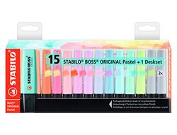 Rotulador stabilo boss fluorescente 70 pastel deskset estuche de 15 unidades colores surtidos