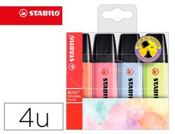 Rotulador stabilo boss fluorescente 70 pastel estuche de 4 unidades colores nuevos 2021 surtidos