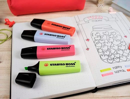 Rotulador stabilo boss fluorescente 70 pastel estuche de 4 unidades colores nuevos 2021 surtidos