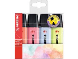 Rotulador stabilo boss fluorescente 70 pastel estuche de 4 unidades colores nuevos 2021 surtidos