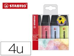 Rotulador stabilo boss fluorescente 70 pastel estuche de 4 unidades colores surtidos
