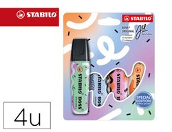 Rotulador stabilo boss fluorescente original pastel by ju schnee estuche de 4 colores surtidos