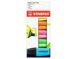 Rotulador stabilo boss mini estuche de 5 unidades amarillo/azul/naranja/rosa/ verde