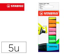Rotulador stabilo boss mini estuche de 5 unidades amarillo/azul/naranja/rosa/ verde