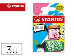 Rotulador stabilo boss mini fluorescente by snooze one estuche de 3 unidades colores surtidos ref. 22347
