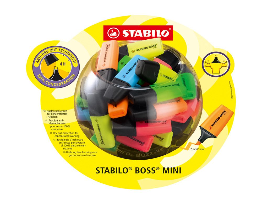Rotulador stabilo boss mini fluorescente expositor bombonera de 50 unidades colores surtidos