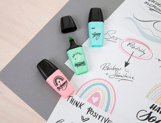 Rotulador stabilo boss mini pastel love estuche de 3 unidades fucsia helado/naranja palido/gris