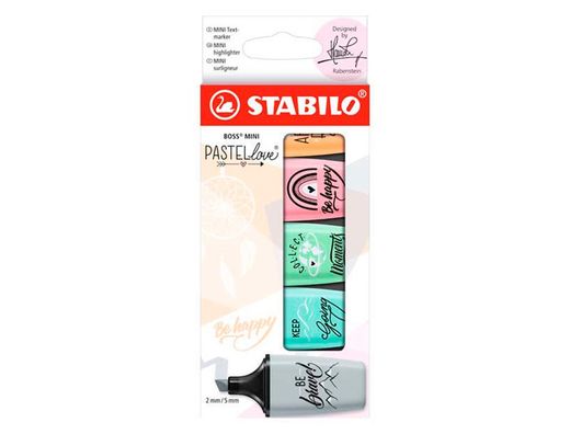 Rotulador stabilo boss mini pastel love estuche de 5 unidades colores surtidos