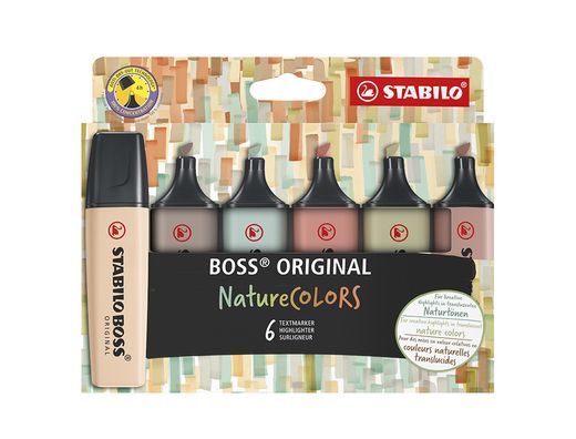 Rotulador stabilo boss pastel fluorescente 70 nature colors estuche de 6 unidades colores surtidos
