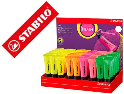 Rotulador stabilo fluorescente 72 neon expositor de 45 unidades colores surtidos
