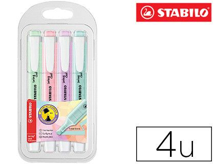Rotulador stabilo fluorescente swing cool color pastel bolsa de 4 unidades colores surtidos