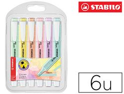 Rotulador stabilo fluorescente swing cool color pastel bolsa de 6 unidades colores surtidos