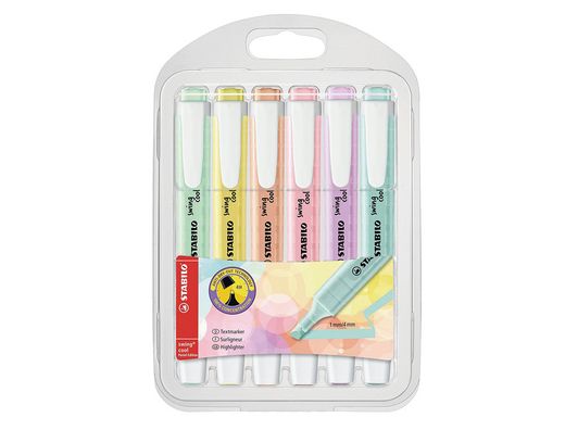 Rotulador stabilo fluorescente swing cool color pastel bolsa de 6 unidades colores surtidos