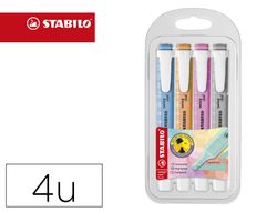 Rotulador stabilo fluorescente swing cool pastel estuche de 4 unidades colores surtidos ref. 275/4-08-2