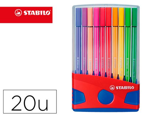 Rotulador Stabilo Pen 68 estuche plástico (20 unidades)