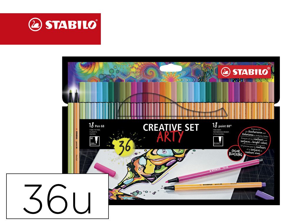 Rotulador stabilo point 88 / acuarelable pen 68 arty line estuche ...