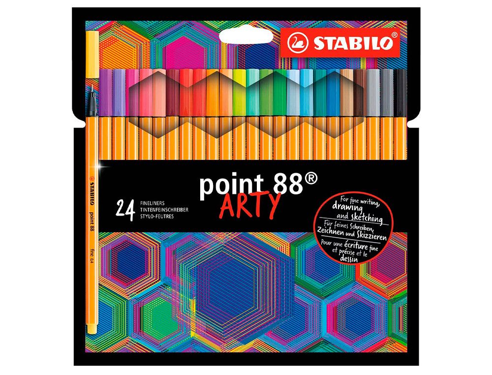 Rotulador stabilo point 88 punta de fibra arty line estuche carton de 24 unidades colores surtidos
