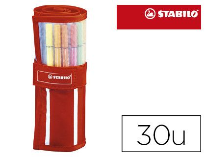 Rotulador stabilo punta de fibra pen 68 estuche rollerset de 30 colores surtidos