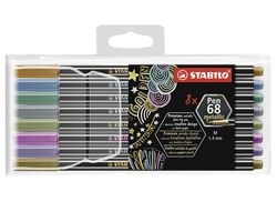 Rotulador stabilo punta de fibra pen 68 metallic estuche plastico de 8 unidades colores surtidos