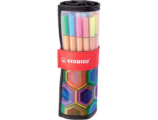 Rotulador stabilo punta de fibra point 88 art estuche rollerset de 25 unidades colores surtidos