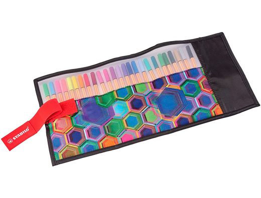 Rotulador stabilo punta de fibra point 88 art estuche rollerset de 25 unidades colores surtidos