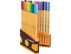 Rotulador stabilo punta de fibra point 88 color parade antracita/naranja estuche de 20 unidades colores surtidos