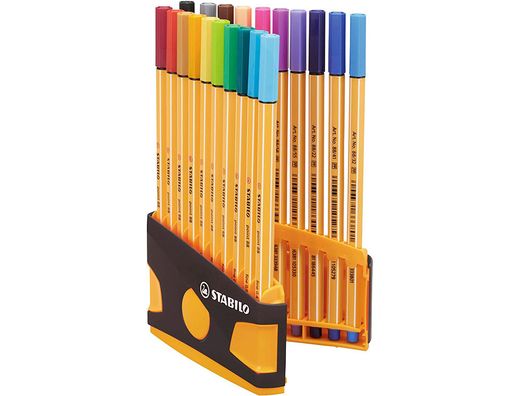 Rotulador stabilo punta de fibra point 88 color parade antracita/naranja estuche de 20 unidades colores surtidos