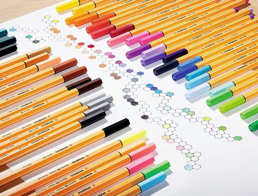 Rotulador stabilo punta de fibra point 88 color parade antracita/naranja estuche de 20 unidades colores surtidos