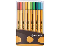 Rotulador stabilo punta de fibra point 88 color parade antracita/naranja estuche de 20 unidades colores surtidos