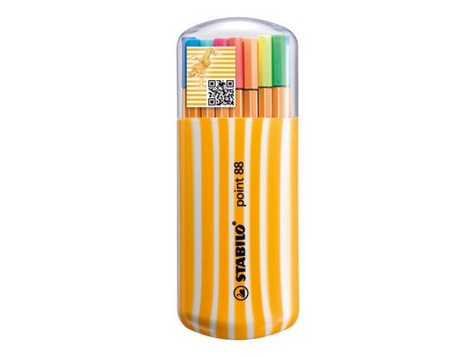 Rotulador Stabilo Punta de Fibra Point 88 Zebrui Estuche de 20 Colores Surtidos