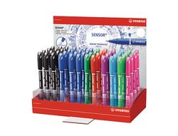 Rotulador stabilo sensor punta de fibra 0,3 mm expositor de 48 unidades colores surtidos