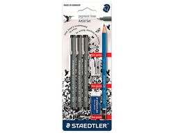 Rotulador staedtler calibrado micrometrico 308 negro blister de 3 und + goma lapiz y sacapuntas de regalo