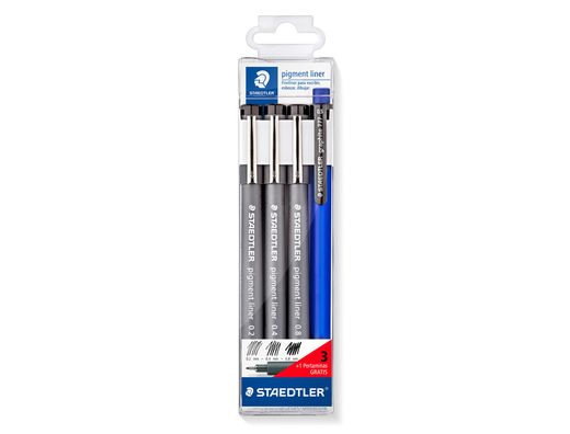 Rotulador Staedtler Calibrado Micrometrico Negro Bolsa de 3 Unidades 0,2 -0,4- 0,8 mm + Portaminas 777 Regalo