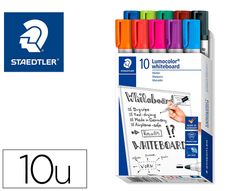 Rotulador staedtler lumocolor 351 para pizarra blanca punta redonda 2 mm recargable caja de 10 unidades colores