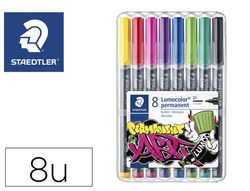 Rotulador staedtler lumocolor permanente art estuche de 8 unidades colores surtidos