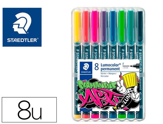 Rotulador staedtler lumocolor retroproyeccion punta de fibra 318 estuche de 8 unidades colores surtidos