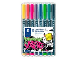 Rotulador staedtler lumocolor retroproyeccion punta de fibra 318 estuche de 8 unidades colores surtidos