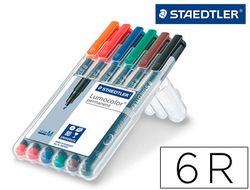 Rotulador Staedtler Lumocolor Retroproyeccion Punta de Fibra Permanente 317 Wp Estuche 6 Colores Punta Media