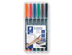 Rotulador Staedtler Lumocolor Retroproyeccion Punta de Fibra Permanente 317 Wp Estuche 6 Colores Punta Media