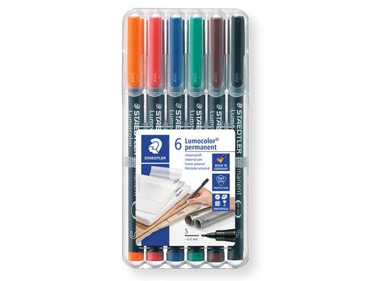 Rotulador Staedtler Lumocolor Retroproyeccion Punta de Fibra Permanente 317 Wp Estuche 6 Colores Punta Media