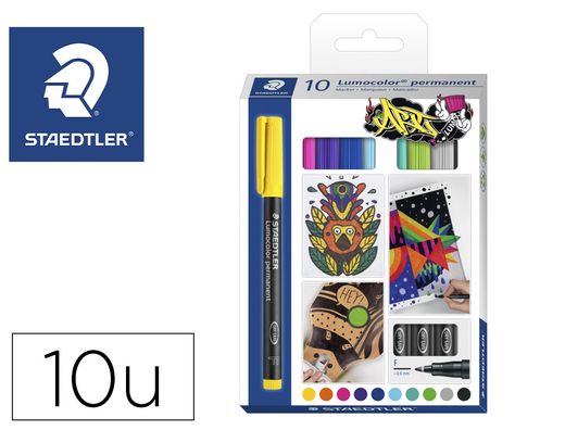 Rotulador staedtler lumocolor retroproyeccion punta de fibra permanente 318 caja de 10 unidades colores surtidos