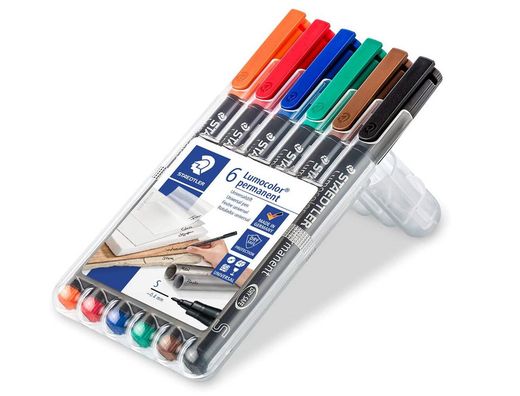 Rotulador Staedtler Lumocolor Retroproyeccion Punta de Fibra Permanente 318 Wp Estuche 6 Colores Punta Fina